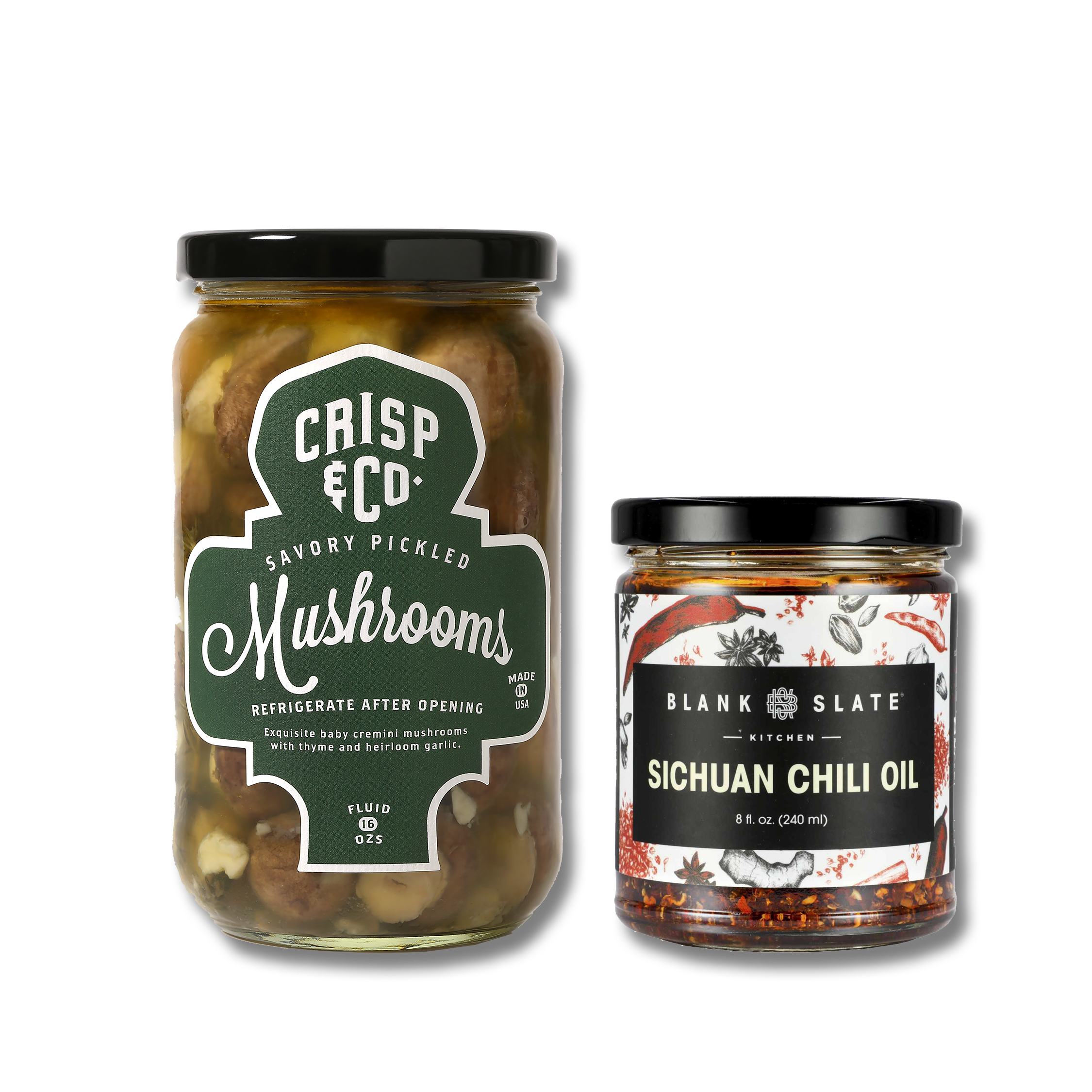 Artisan Pickles  Savory Mushrooms + Sichuan Chili Oil – Crisp & Co